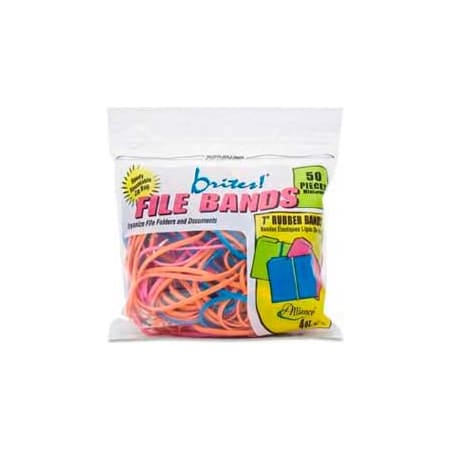 Alliance Rubber Alliance Brites File Bands, 7" x 1/8", Assorted, 50/Pack 7800